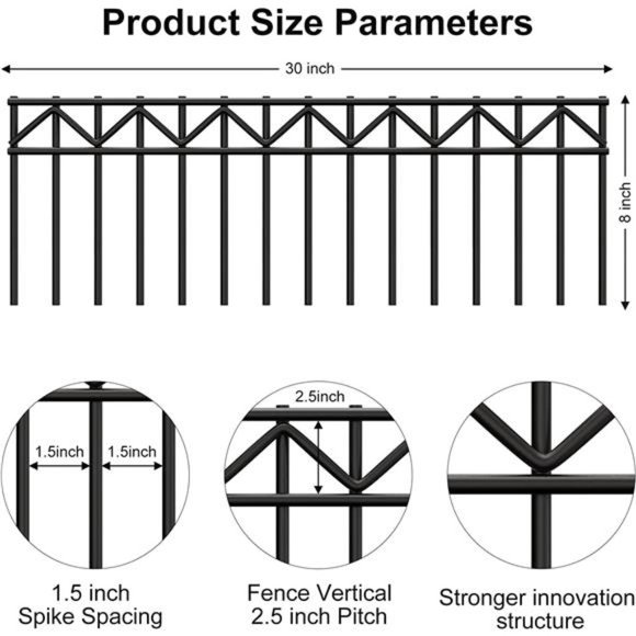5 Pack No Dig Fence Animal Barrier Fence 30×8-inch  (All 150" Length) - Picture 3 of 7